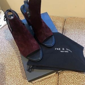 Rag & Bone signature Wyatt bootie. Bordeaux suede